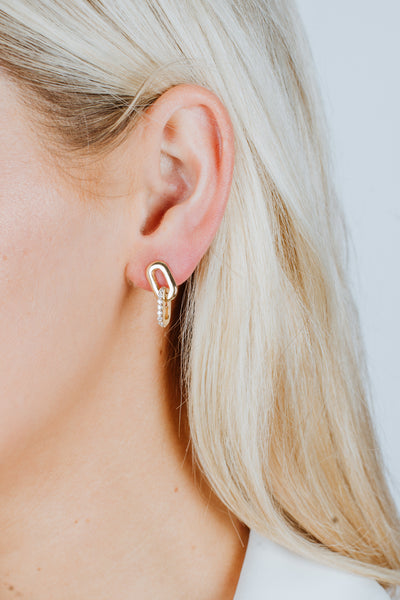 Details by CoatTails Double Link Diamond Drop Earrings