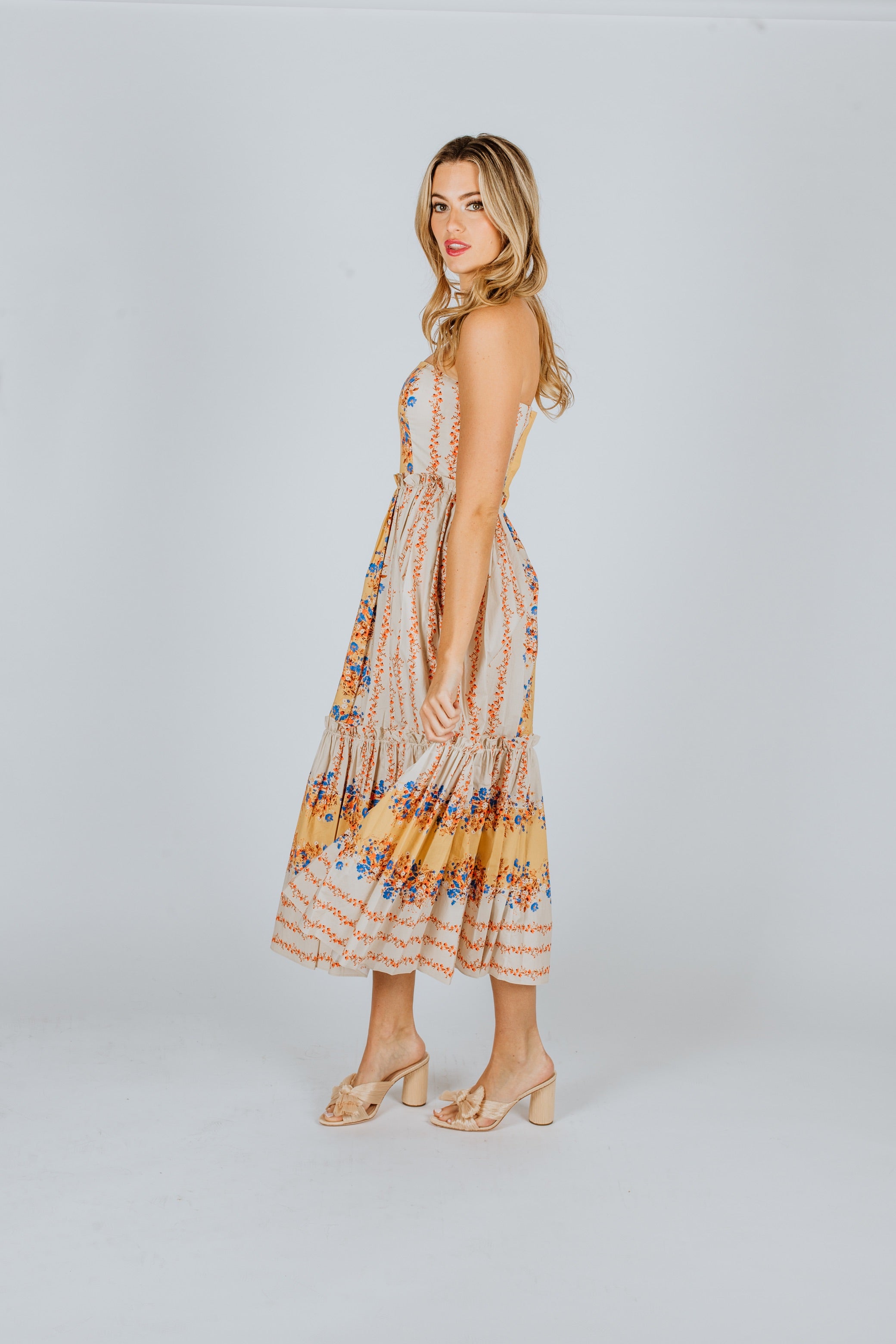 Cara Cara Torres Dress Ditzy Striped Ivory