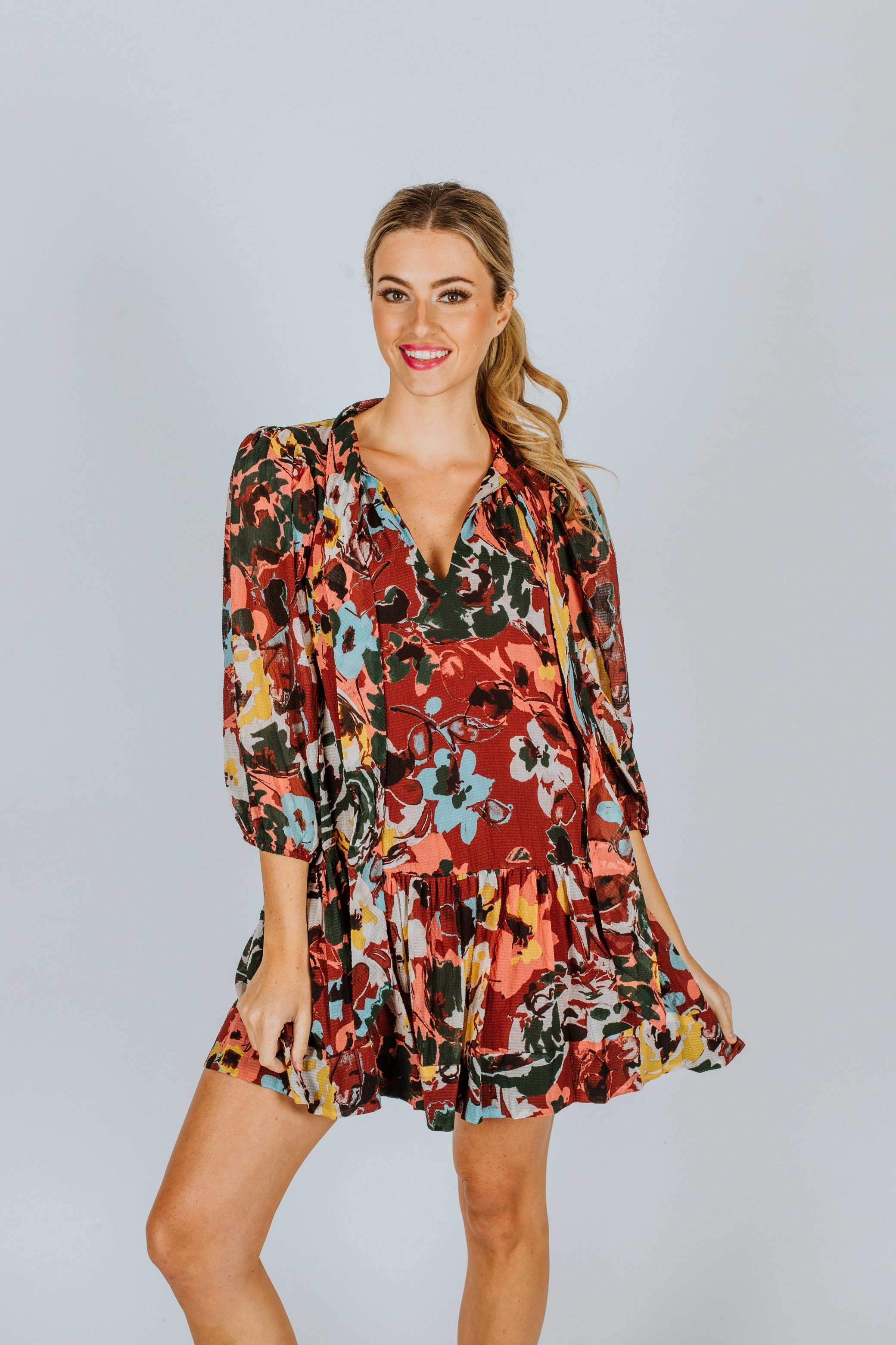 Tanya Taylor Rosalind Puff-Sleeve Tiered Minidress