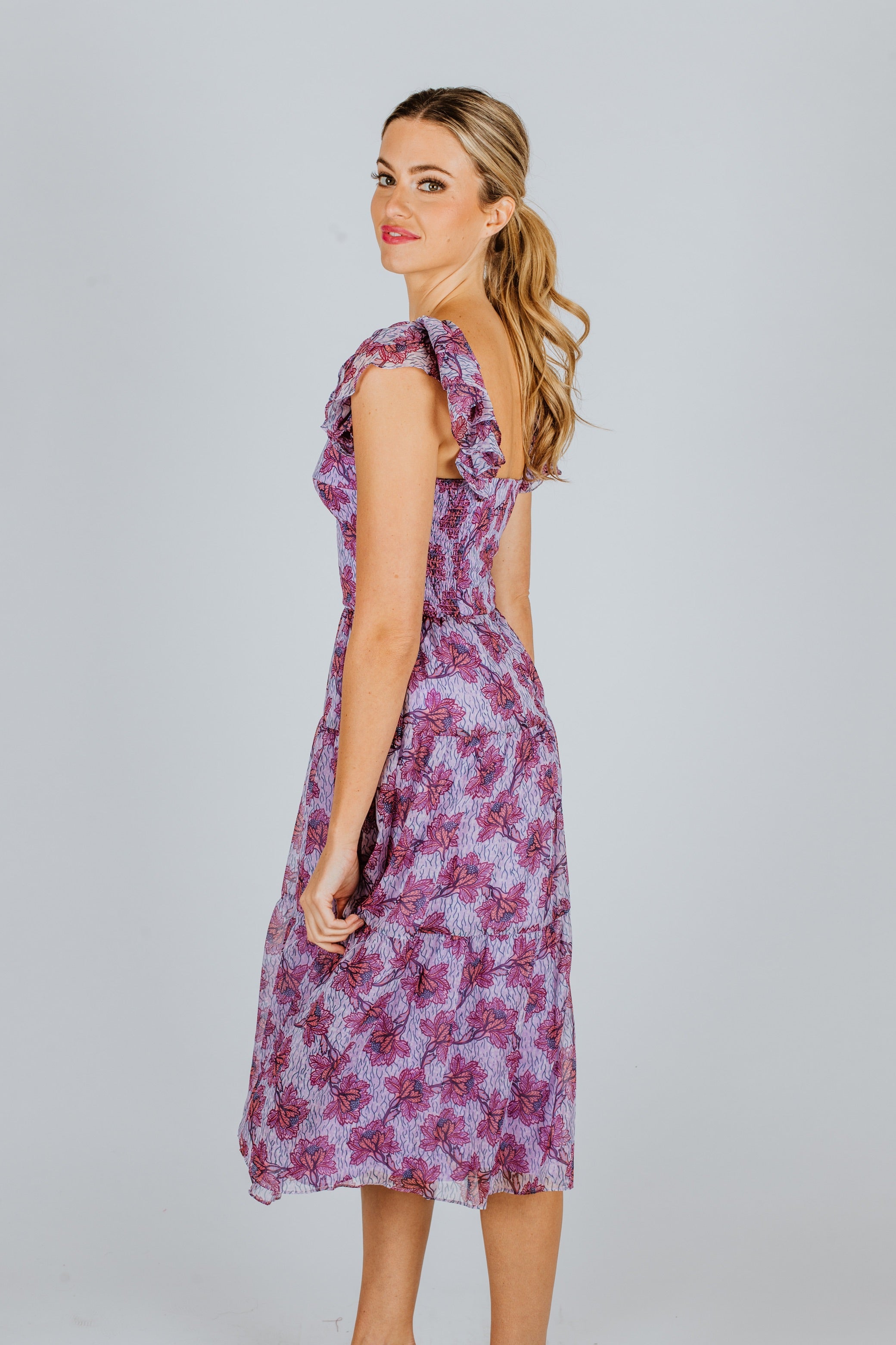 Purple on sale Flower Amanda Dress