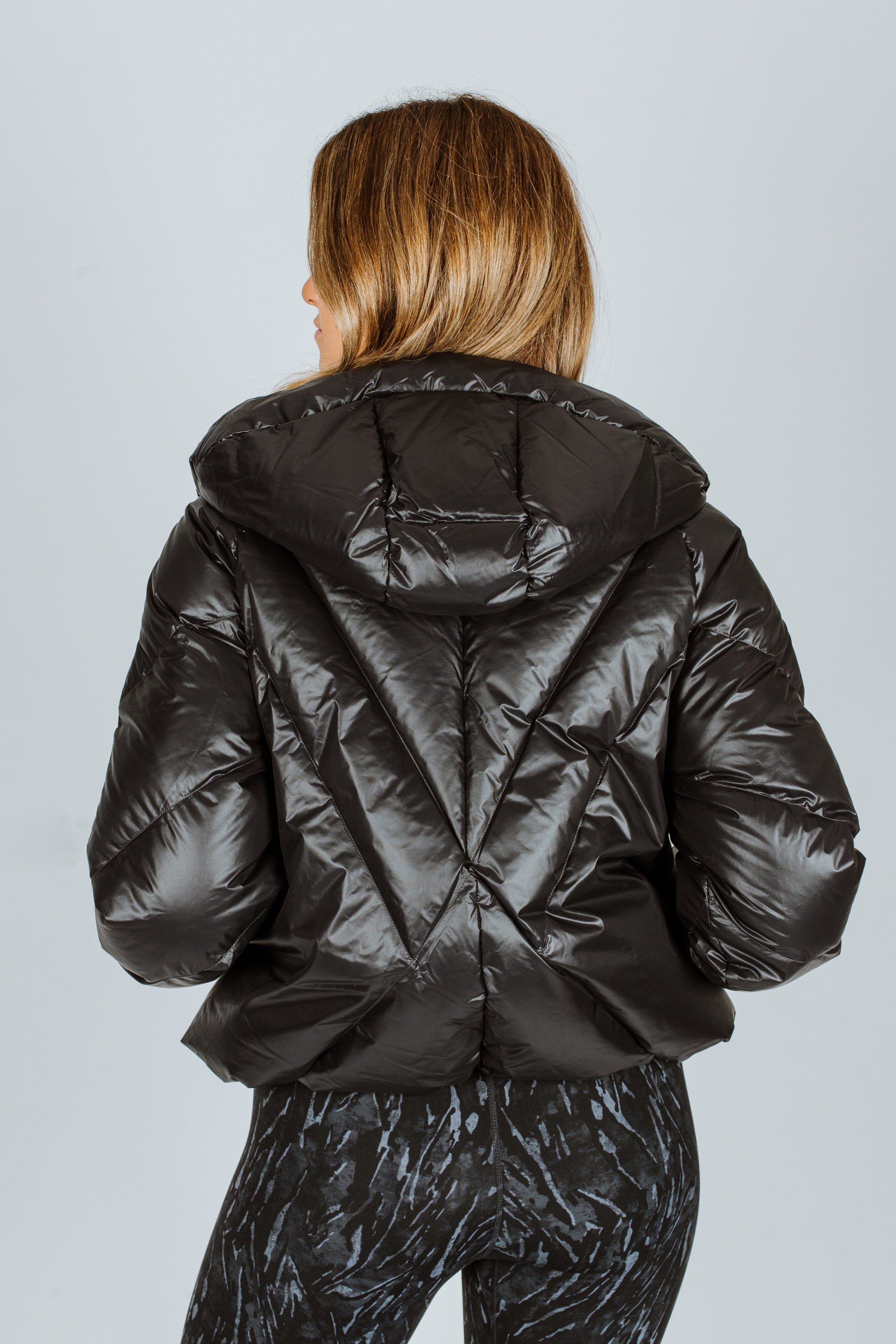 Shiny quilted puffer store jacket