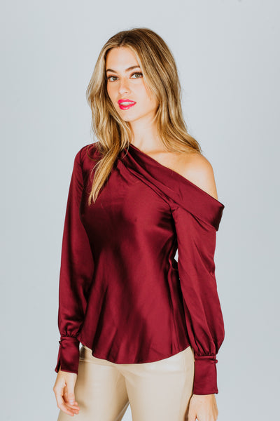 Simkhai Alice Classic Wovens One Shoulder Top Mulberry