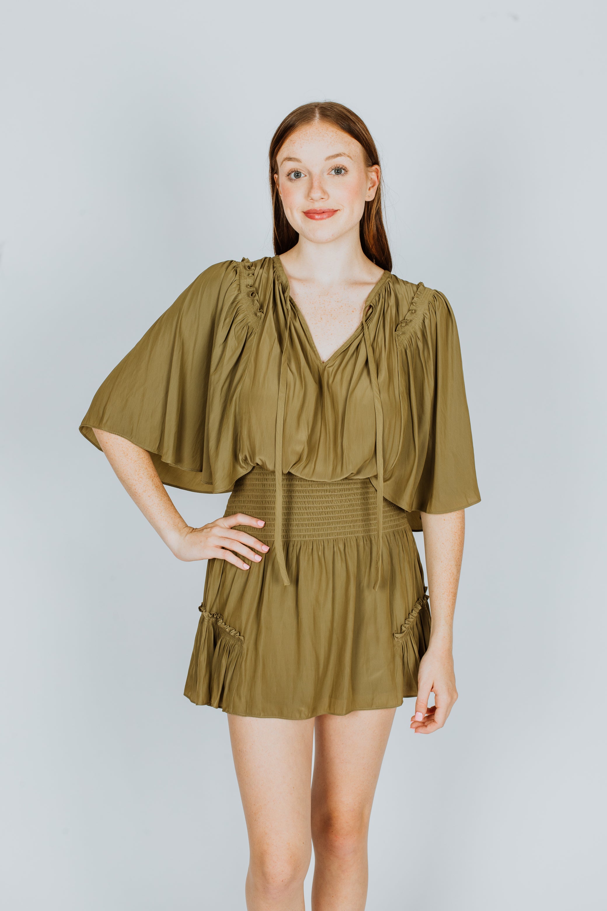 Ramy Brook Cece Smocked Mini Dress Clover Ramy Brook Cece Smocked Mini Dress Clover