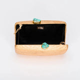 Kayu Jen Clutch Gold with Turquoise Stone