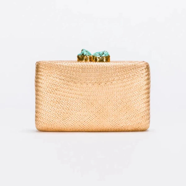 Kayu Jen Clutch Gold with Turquoise Stone