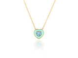 Details by CoatTails Light Green Enamel and Aquamarine Heart Necklace