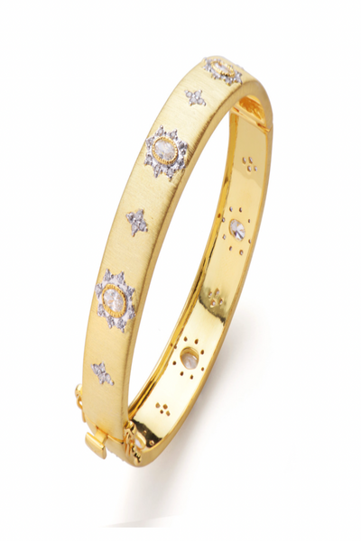Bijoux Num Flower-Pattern Vermeil Narrow Bangle Bracelet