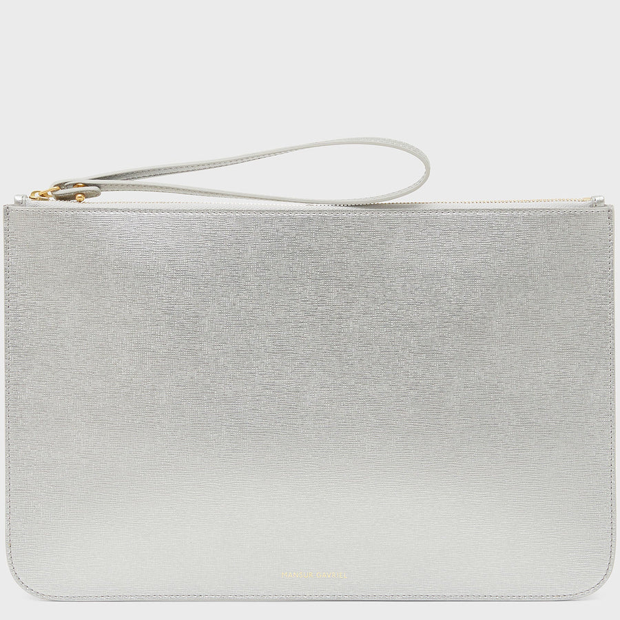 Mansur Gavriel Large Zip Pouch in Silver CoatTails