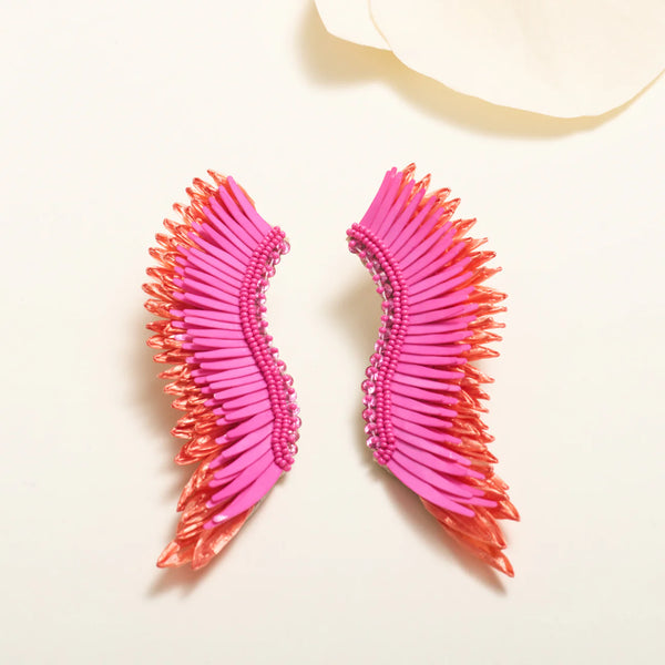 Mignonne Gavigan Raffia Madeline Earrings in Orange/Pink